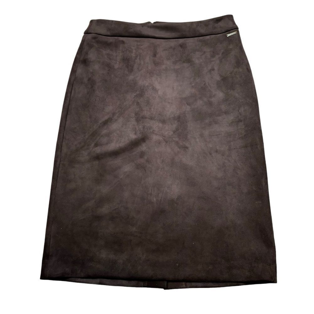 Ladies‎ Brown Tahari Faux Suede Midi Skirt Size Small